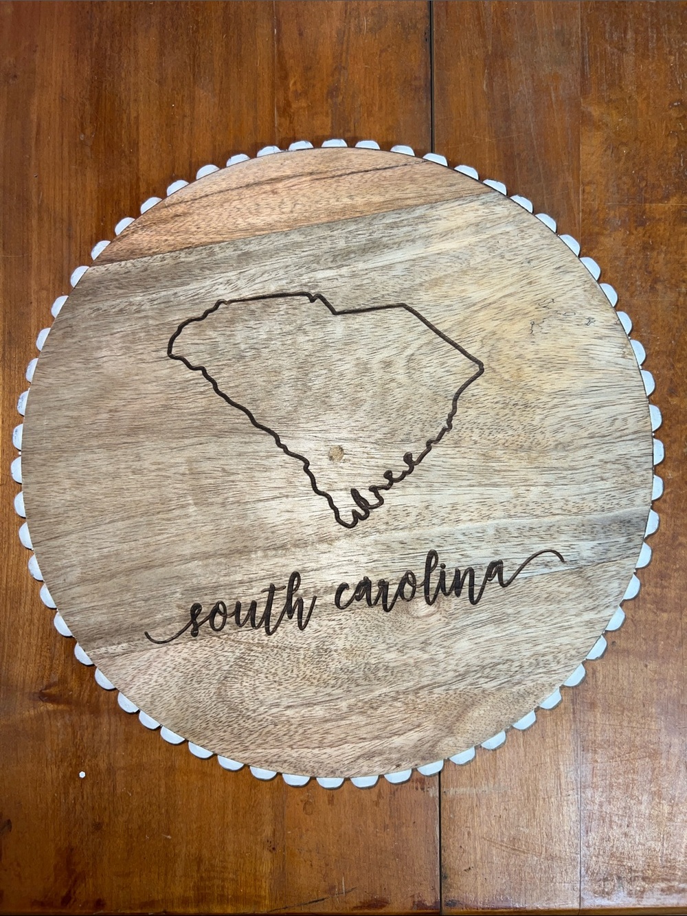 South Carolina Round Wood Serving Board - Natural